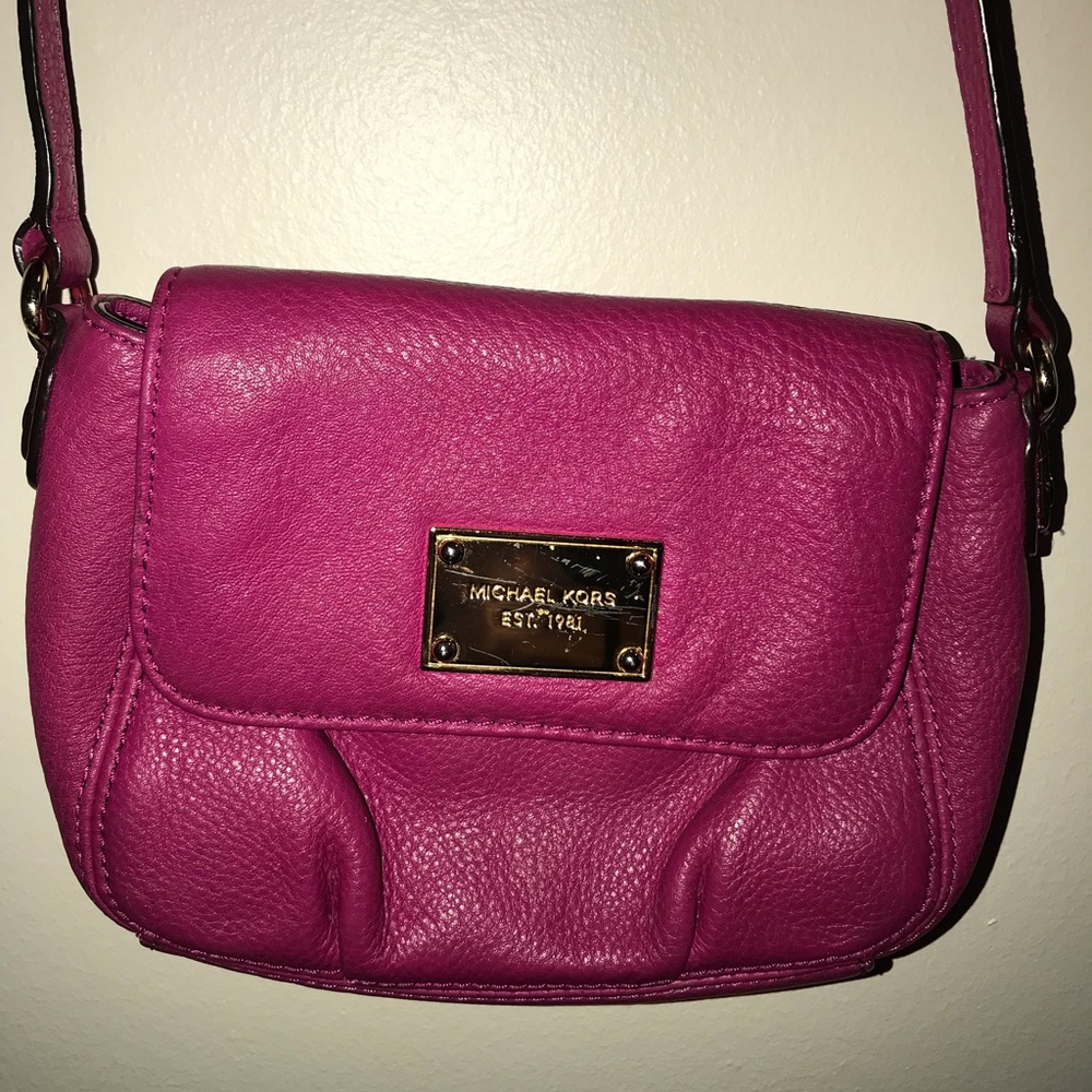 Michael Kors Cross Body Hot Pink Leather Bag